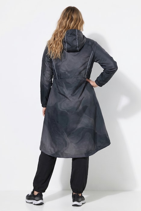 Parka de pluie imperméable, capuche et fermeture à glissière à double sens