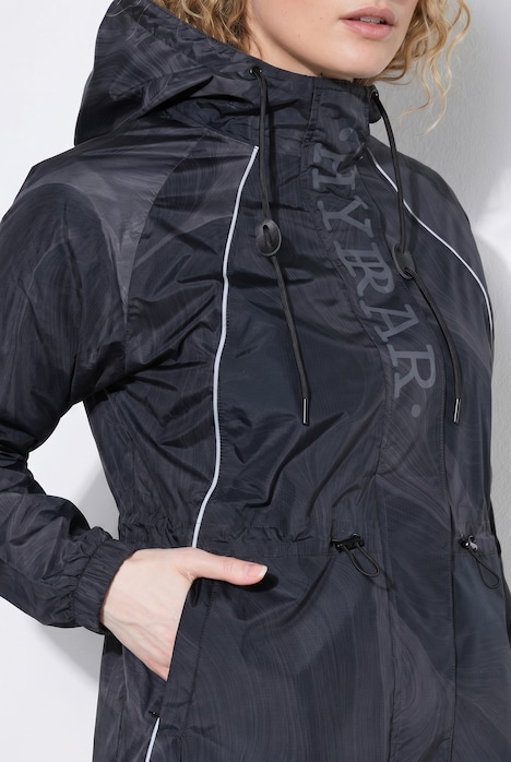 Parka de pluie imperméable, capuche et fermeture à glissière à double sens
