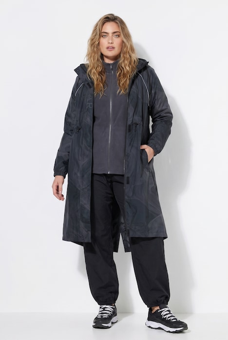 Parka de pluie imperméable, capuche et fermeture à glissière à double sens