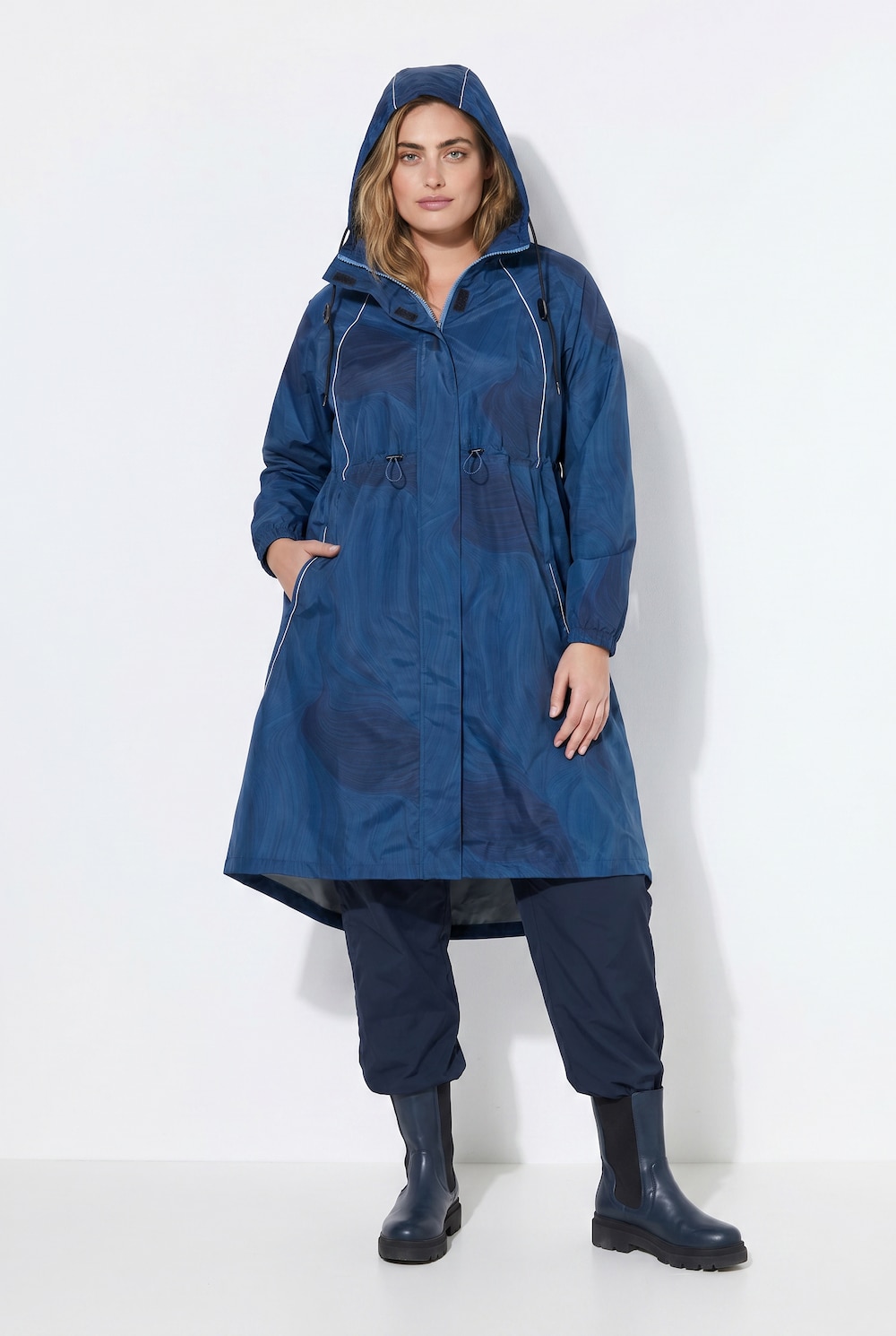 Regenparka, wasserdicht, Kapuze, 2-Wege-Zipper