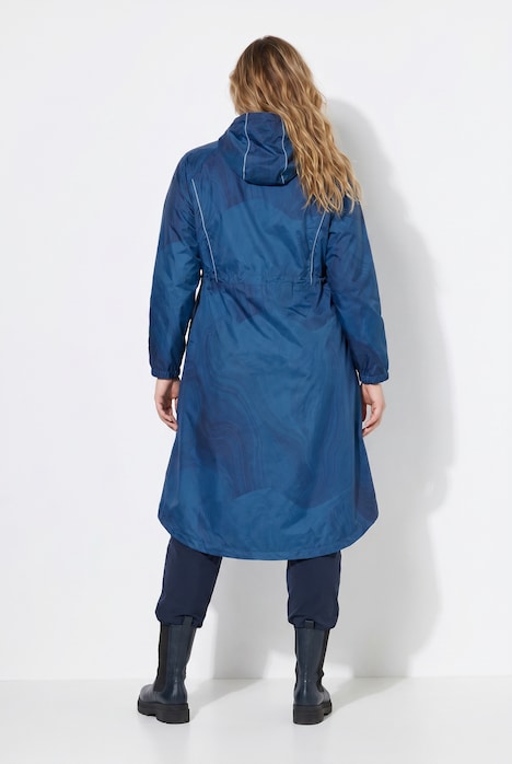 Regenparka, wasserdicht, Kapuze, 2-Wege-Zipper