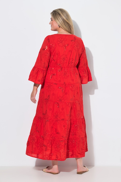 Maxikleid, A-Linie, Boho-Style, 3/4-Ärmel