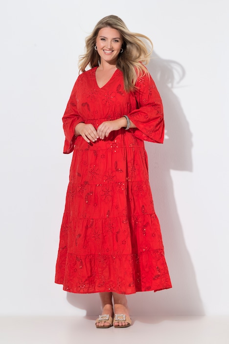 Maxikleid, A-Linie, Boho-Style, 3/4-Ärmel