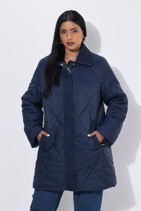 Steppjacke, A-Linie, Hemdkragen, 2-Wege-Zipper