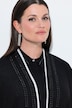 Strickponcho, farbige Kanten, Ziersteine, offene Form