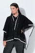 Strickponcho, farbige Kanten, Ziersteine, offene Form