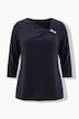 Shirt, Brosche, asymmetrischer Ausschnitt, 3/4-Arm