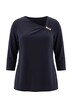 Shirt, Brosche, asymmetrischer Ausschnitt, 3/4-Arm