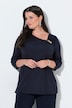 Shirt, Brosche, asymmetrischer Ausschnitt, 3/4-Arm