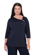 Shirt, Brosche, asymmetrischer Ausschnitt, 3/4-Arm