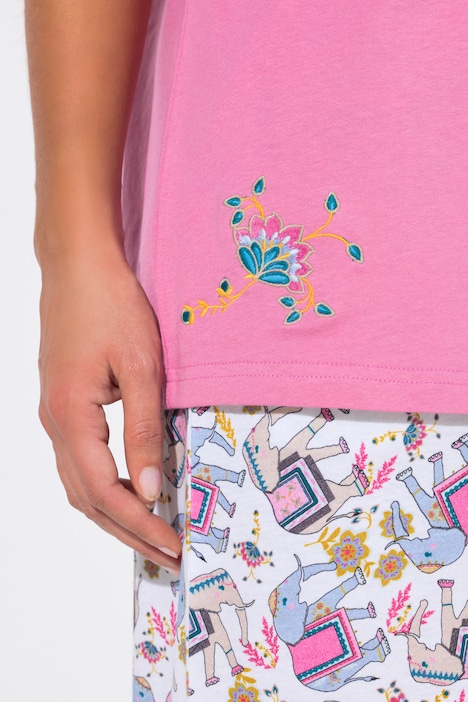 Pyjama, Elefanten, V-Ausschnitt, Halbarm, Taschen