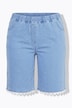 Lace Trim Stretch-Fit Denim Bermuda Shorts