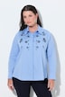 Bluse, Ziersteine, Pailletten, Hemdkragen, Langarm