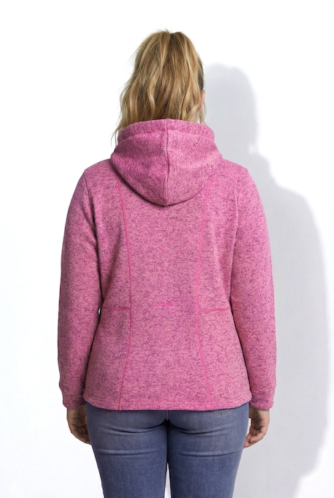 Strickfleece-Jacke, Ziernähte, Kapuze, 2-Wege-Zipper