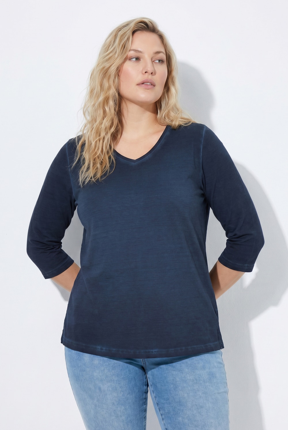Shirt, Classic, V-Ausschnitt, 3/4-Arm