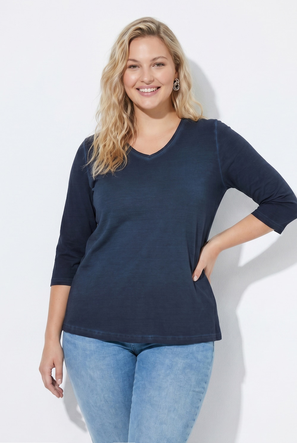Shirt, Classic, V-Ausschnitt, 3/4-Arm