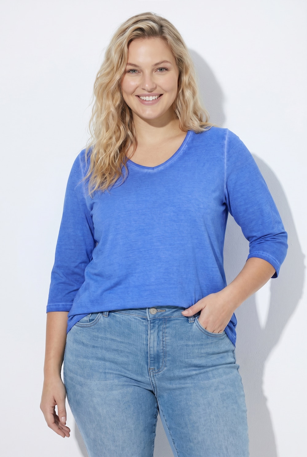 Shirt, Classic, V-Ausschnitt, 3/4-Arm