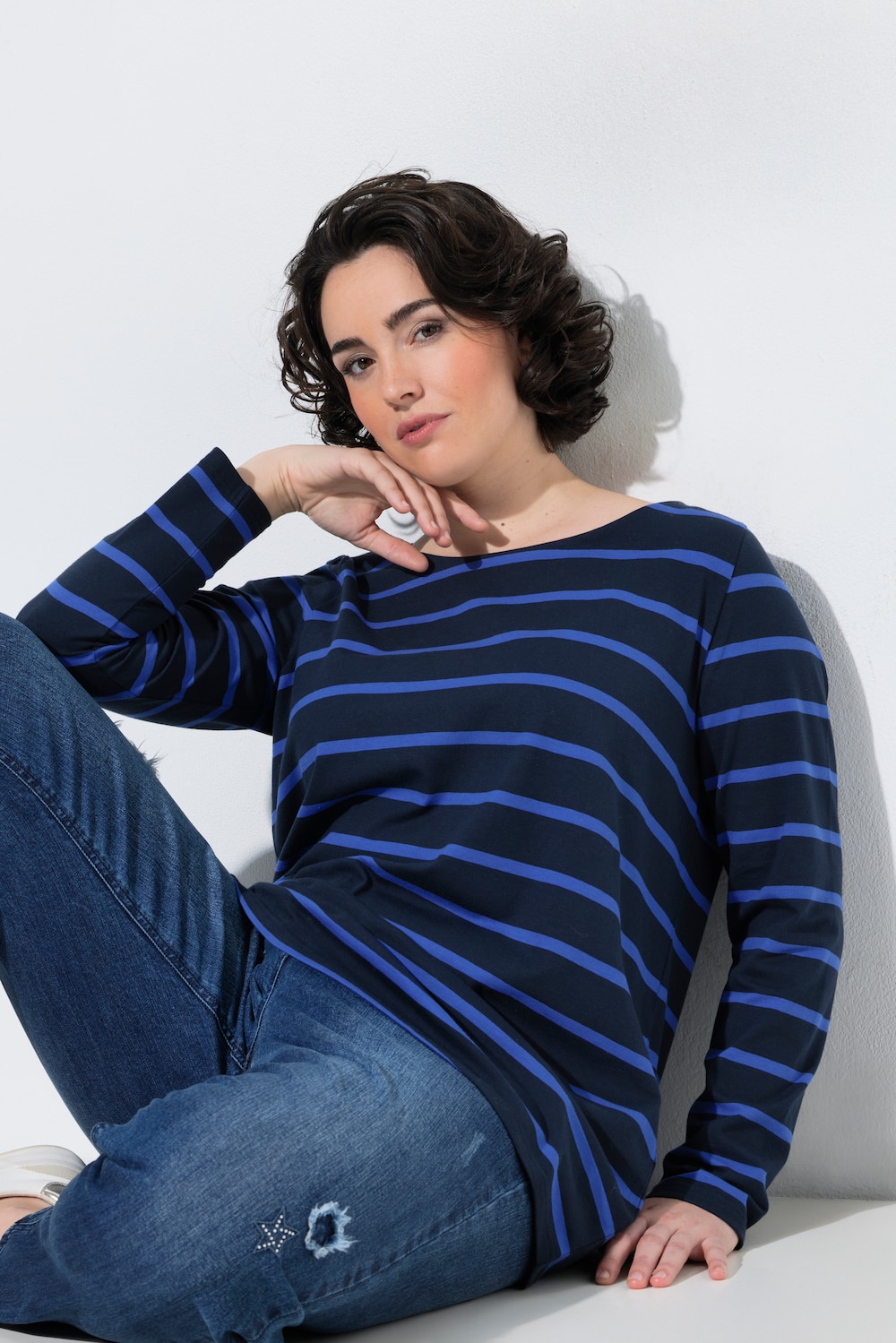Shirt, Ringel, Classic, U-Boot-Ausschnitt, Langarm