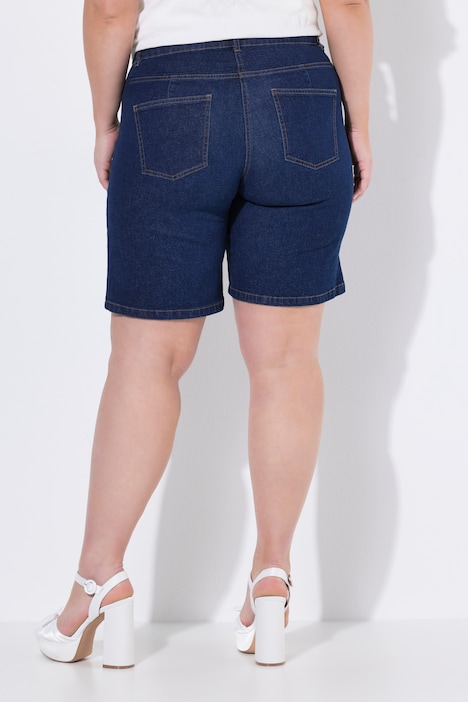 Jeans-Shorts, weites Bein, Patch, 5-Pocket