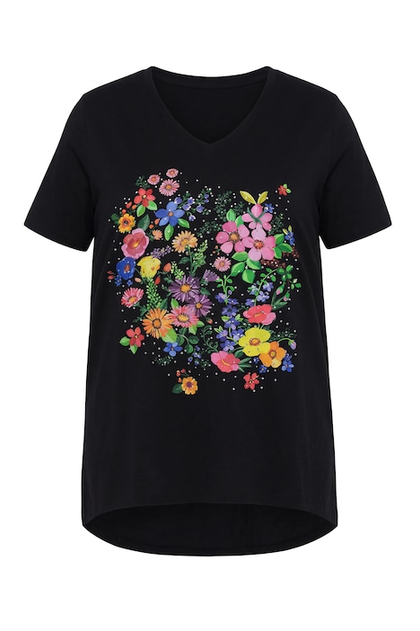 Tričko, áčkový střih, květinový motiv
