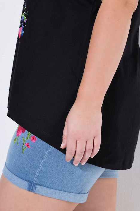 T-Shirt, A-Linie, Blumen-Motiv