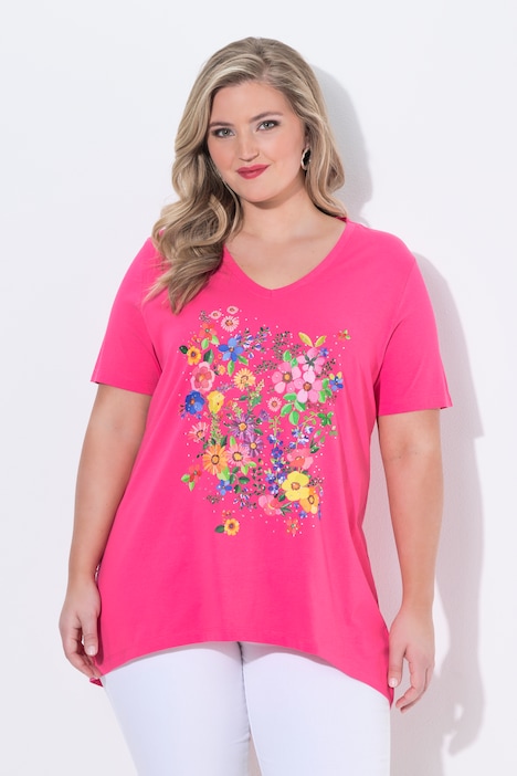T-Shirt, A-Linie, Blumen-Motiv