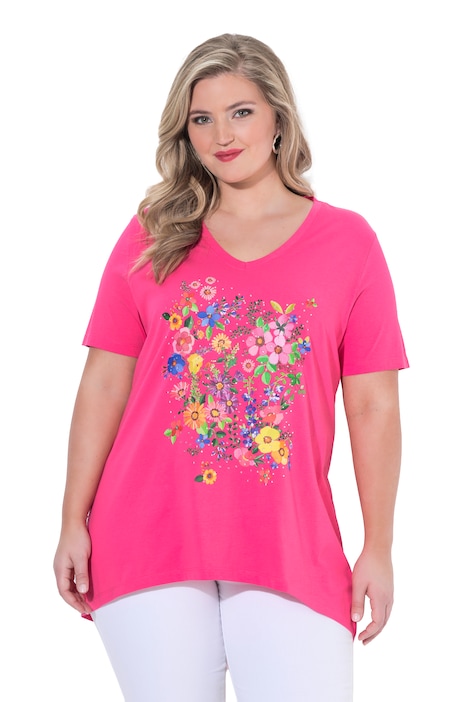 Tričko, áčkový střih, květinový motiv