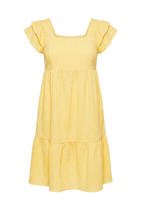 Mušelínové šaty, čtvercový výstřih, volánky