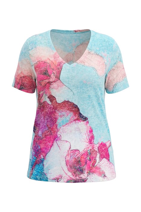 Tričko, komfortní střih, XL květinový motiv