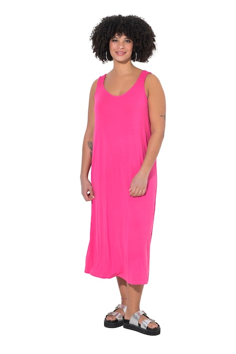 Šaty, áčkový střih, pletená ramínka