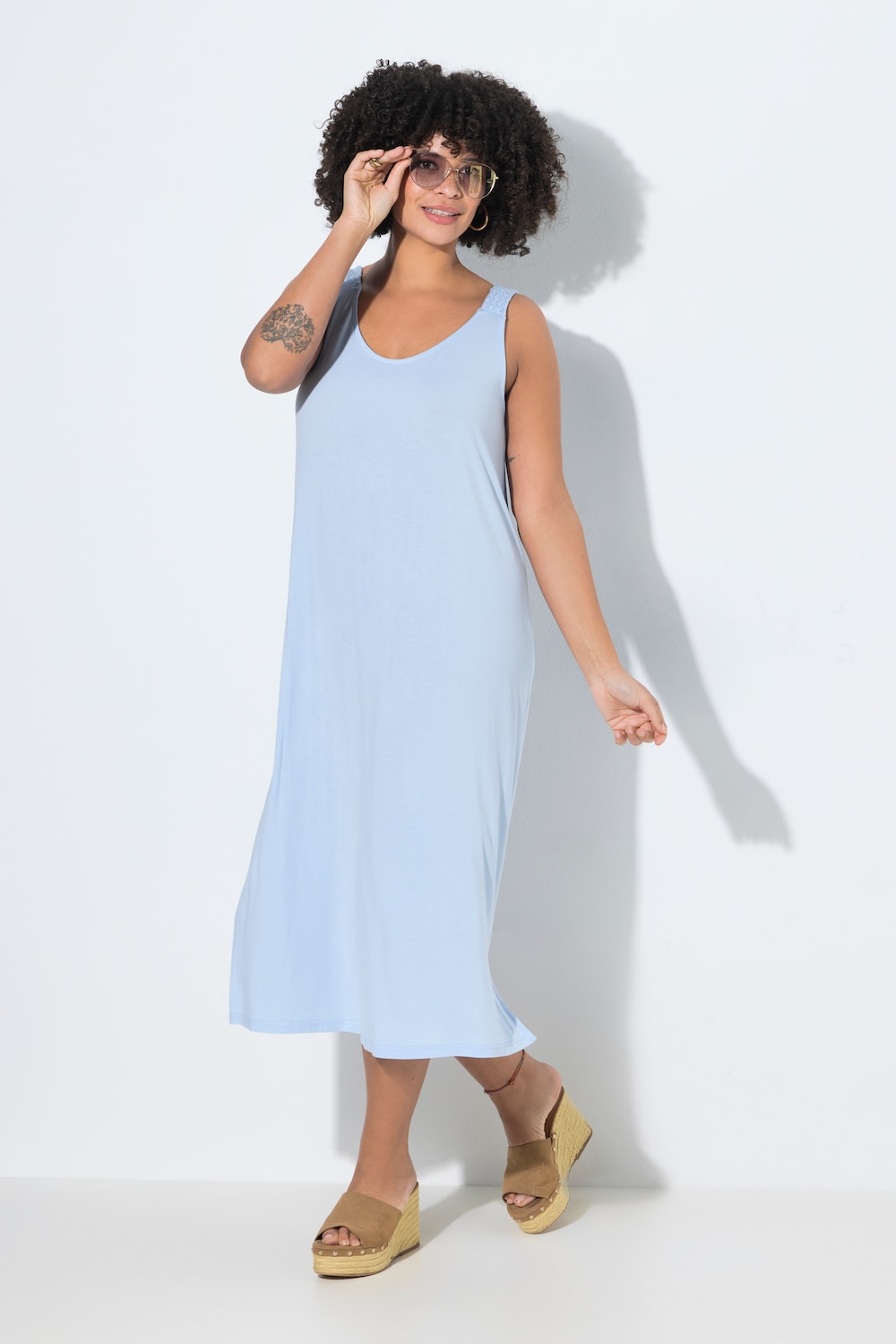 Kleid, A-Linie, geflochtene Träger