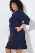Robe texturée, col tunisien et manches 3/4