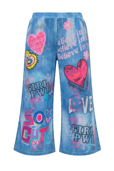 Kalhoty, široké, rovné nohavice, celoplošný potisk