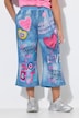 Graffiti Print Denim-Look Elastic Waist Culottes