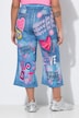 Graffiti Print Denim-Look Elastic Waist Culottes