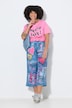Graffiti Print Denim-Look Elastic Waist Culottes