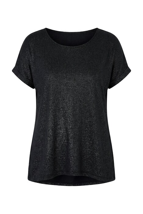 Pletené tričko, pohodlný střih, stříbrný potisk, krátké rukávy