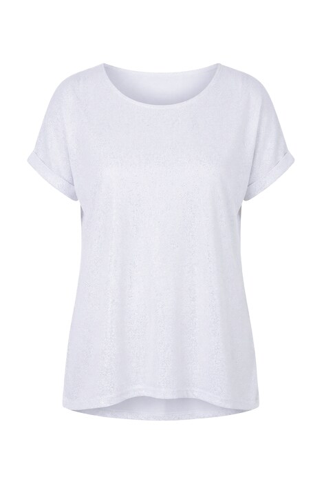 Pletené tričko, pohodlný střih, stříbrný potisk, krátké rukávy