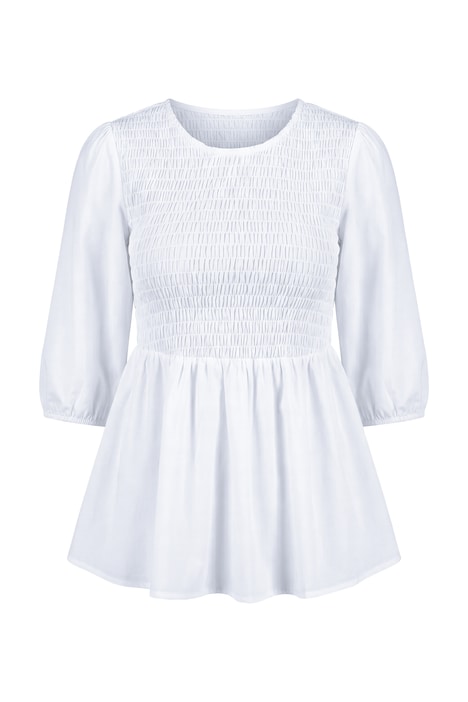 Halenka, áčkový střih, elastický vršek s řasením, 3/4 rukáv, volány