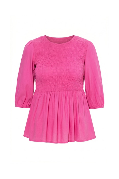 Halenka, áčkový střih, elastický vršek s řasením, 3/4 rukáv, volány