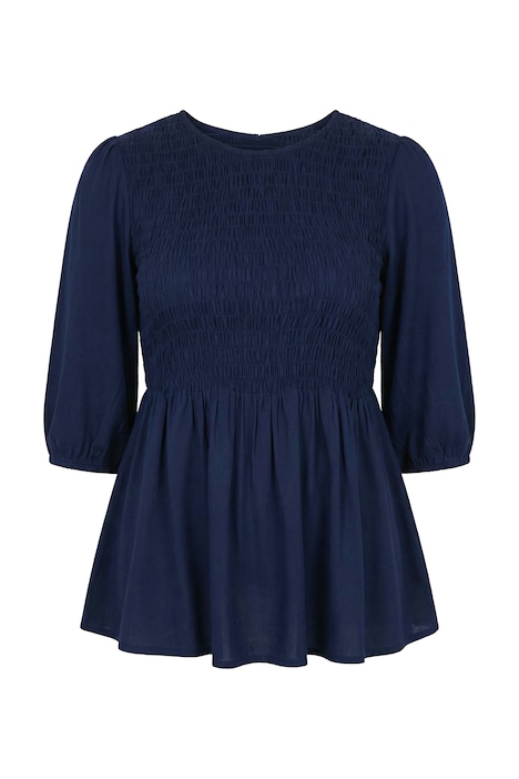 Halenka, áčkový střih, elastický vršek s řasením, 3/4 rukáv, volány