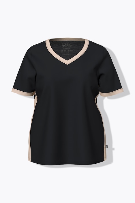 Pyjama, Seitenstreifen, V-Ausschnitt, Halbarm
