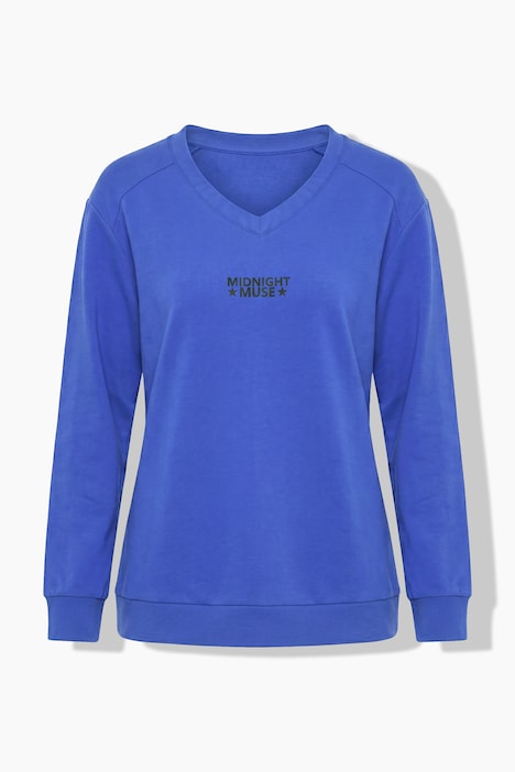 Sweater, Schriftmotiv, V-Ausschnitt, Langarm