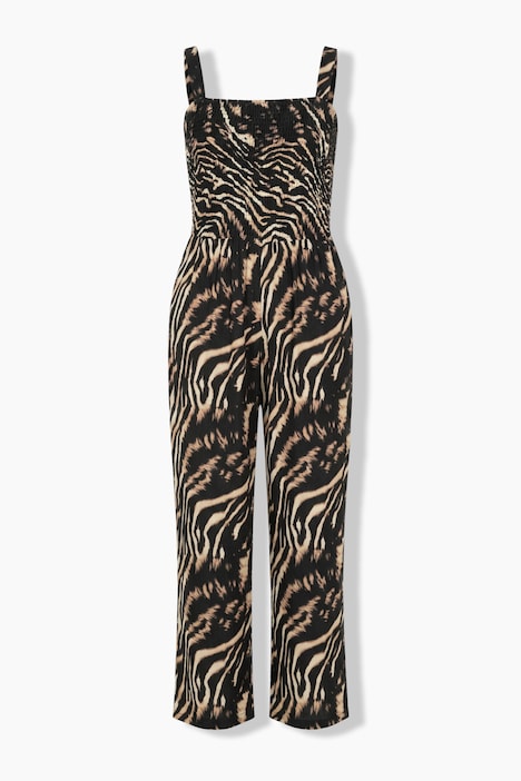 Jumpsuit, Einteiler, Allovermuster, weite, gerade Hose