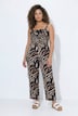 Jumpsuit, Einteiler, Allovermuster, weite, gerade Hose