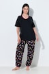 Pyjama, Stickerei, V-Ausschnitt, Halbarm