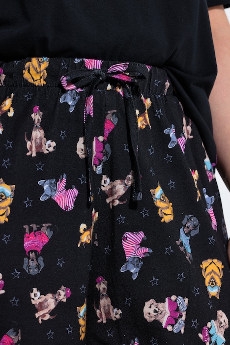 Pyjama, Stickerei, V-Ausschnitt, Halbarm