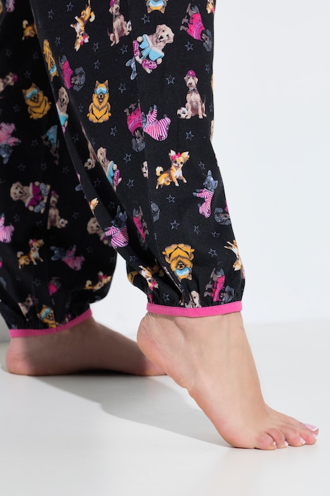 Pyjama, Stickerei, V-Ausschnitt, Halbarm