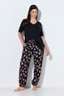 Pyjama, Stickerei, V-Ausschnitt, Halbarm