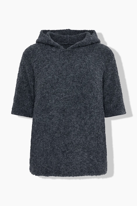 Hoodie, Melangestrick, Kapuze, Halbarm